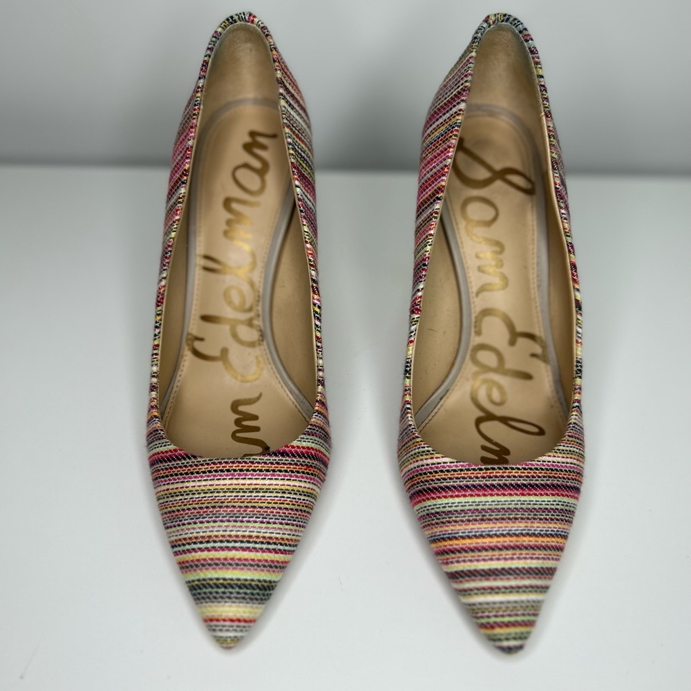 Sam Edelman Multicolor Striped Pointed-Toe Heels